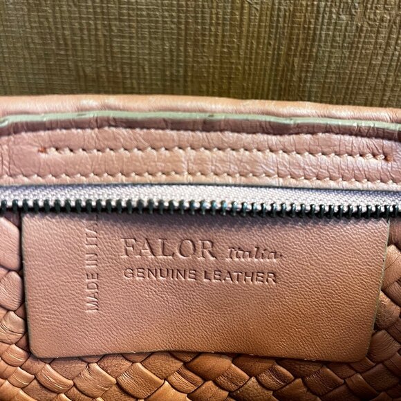 Falor Italia Firenze  Londra Blush Peach Pink Woven Leather Crossbody Clutch Bag - Picture 2 of 3
